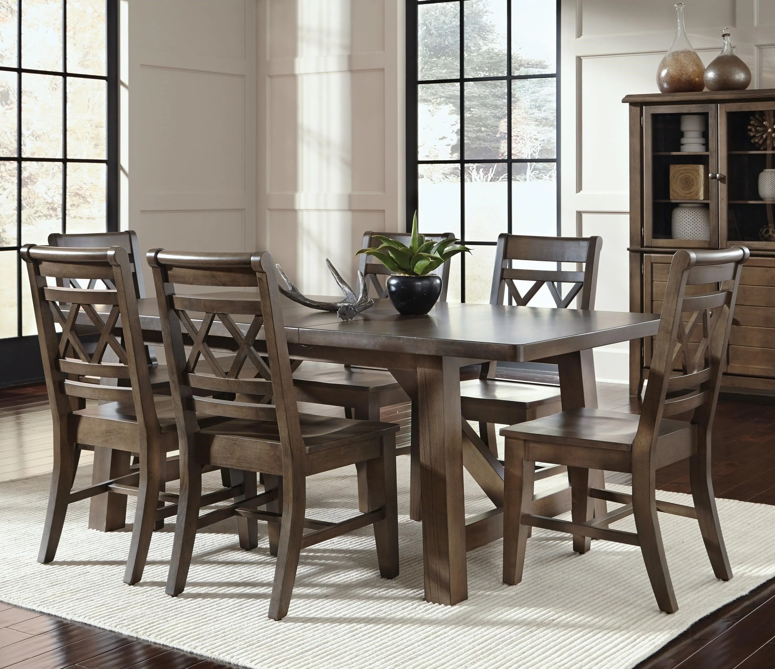 John Thomas Canyon T117840XT+7840XB+6xC1147B Mission Dining Table and